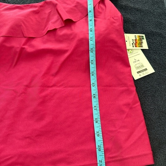 Time & Tru One Shoulder Ruffle Bathing Suit Top Size Large Fuchsia Pink NWT - Picture 11 of 12